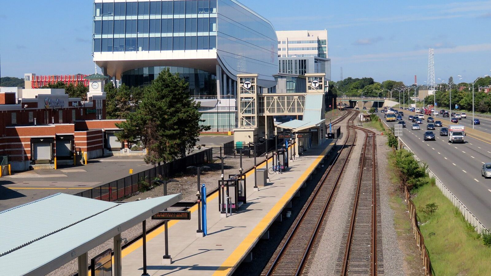Boston Landing station from Everett Street, August 2018